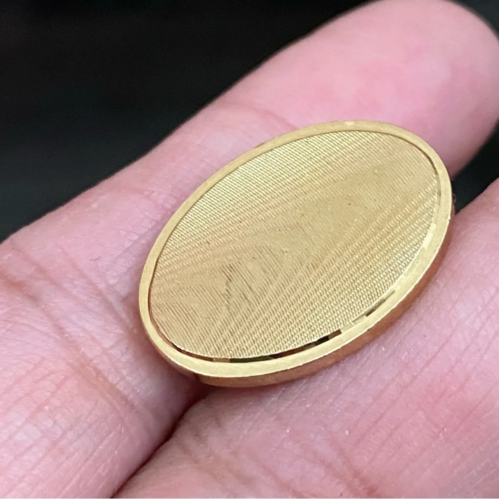 Vintage Unsigned Brushed Gold-tone Oval Cufflinks